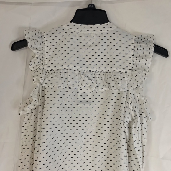 MUD PIE CLARISSA COLD SHOULDER BUTTON-DOWN TOP WHITE Blue Small NWT - Picture 6 of 8